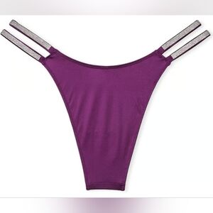 XL 💜Victoria's Secret Double Shine Strap Satin Brazilian Panty Purple